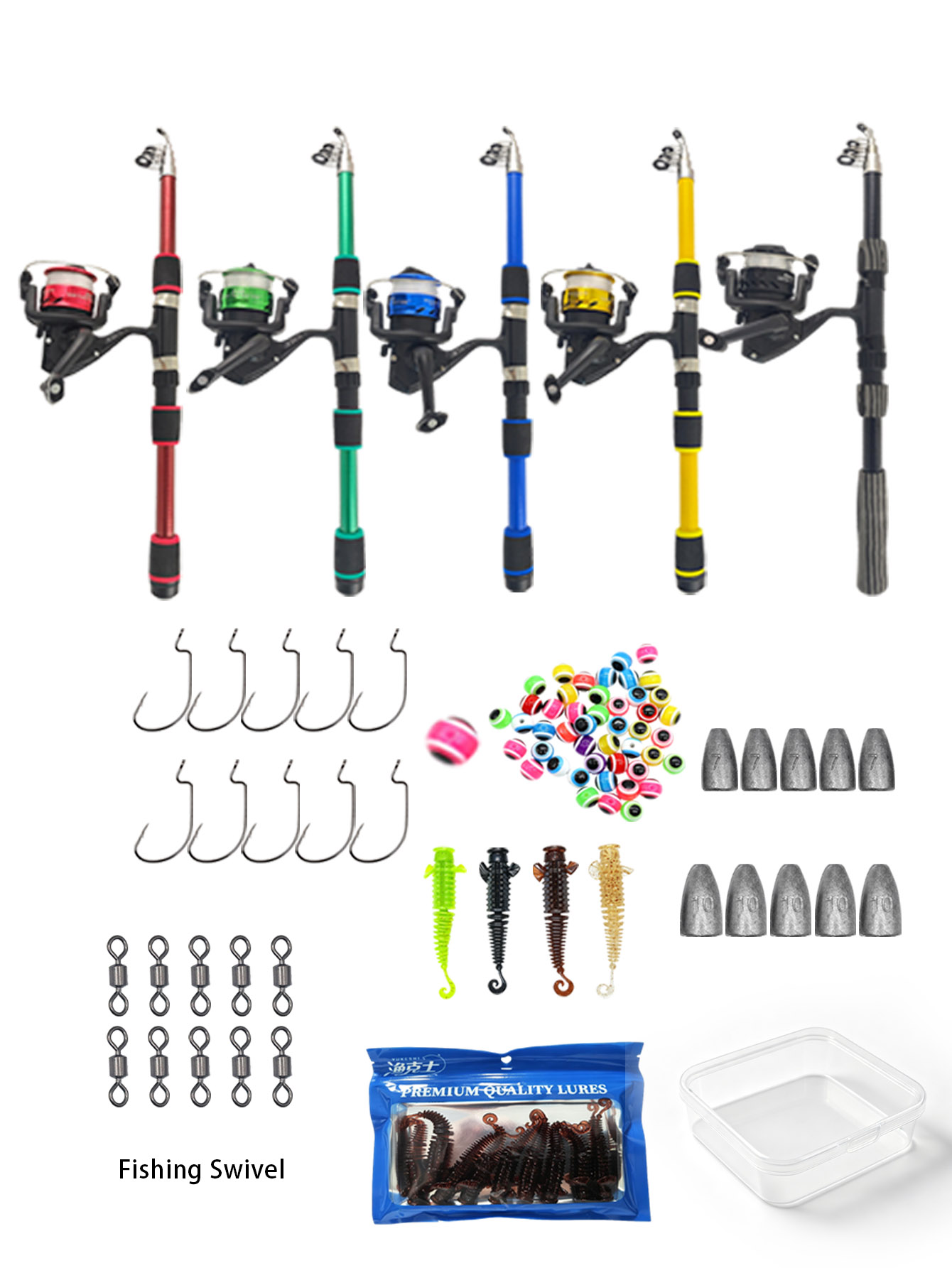 Fishing Equipment Online - 1.8m Telescopic Fishing Rod Combo Set: