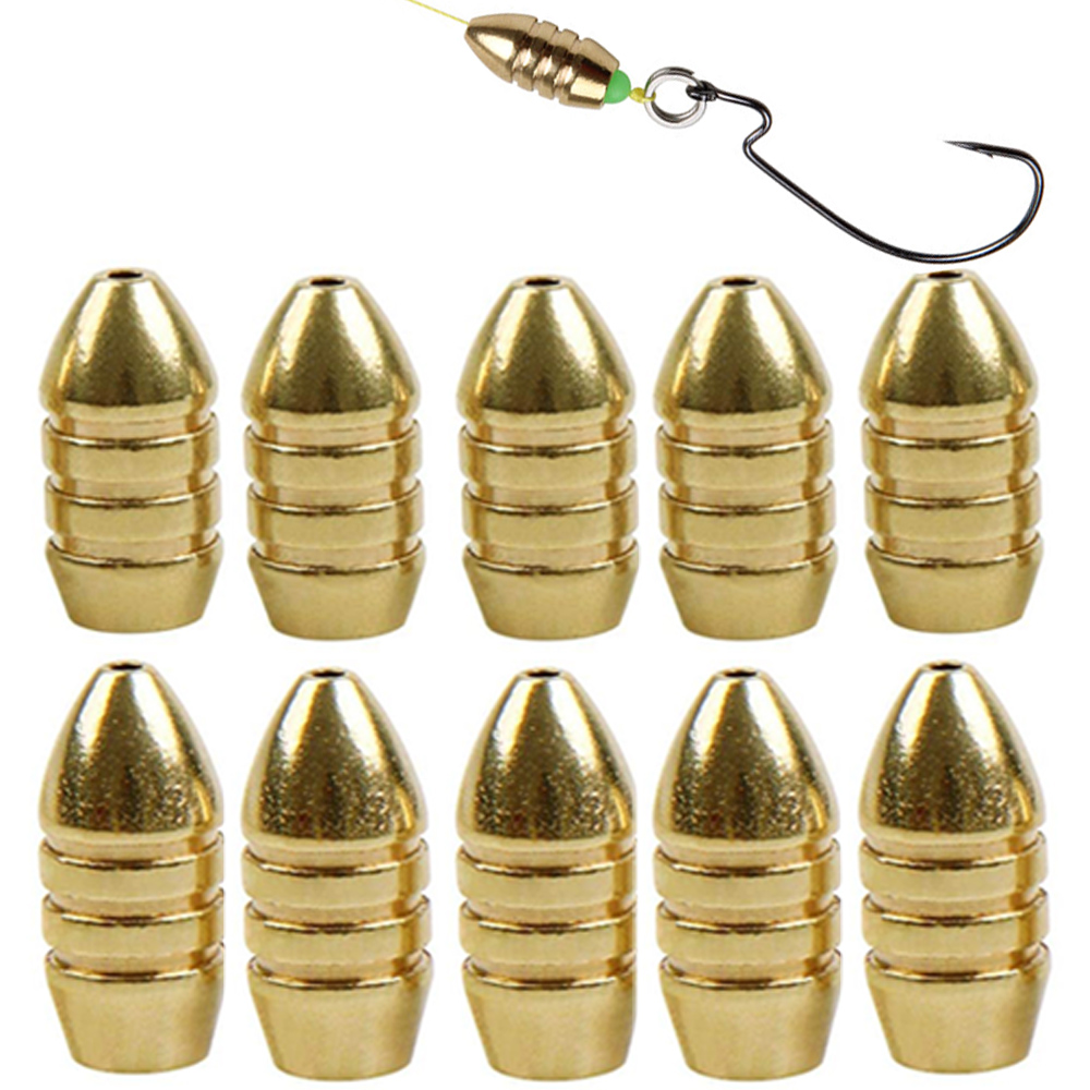 Bass Fishing Lure - 10Pcs Brass Fishing Weight Copper Bullet