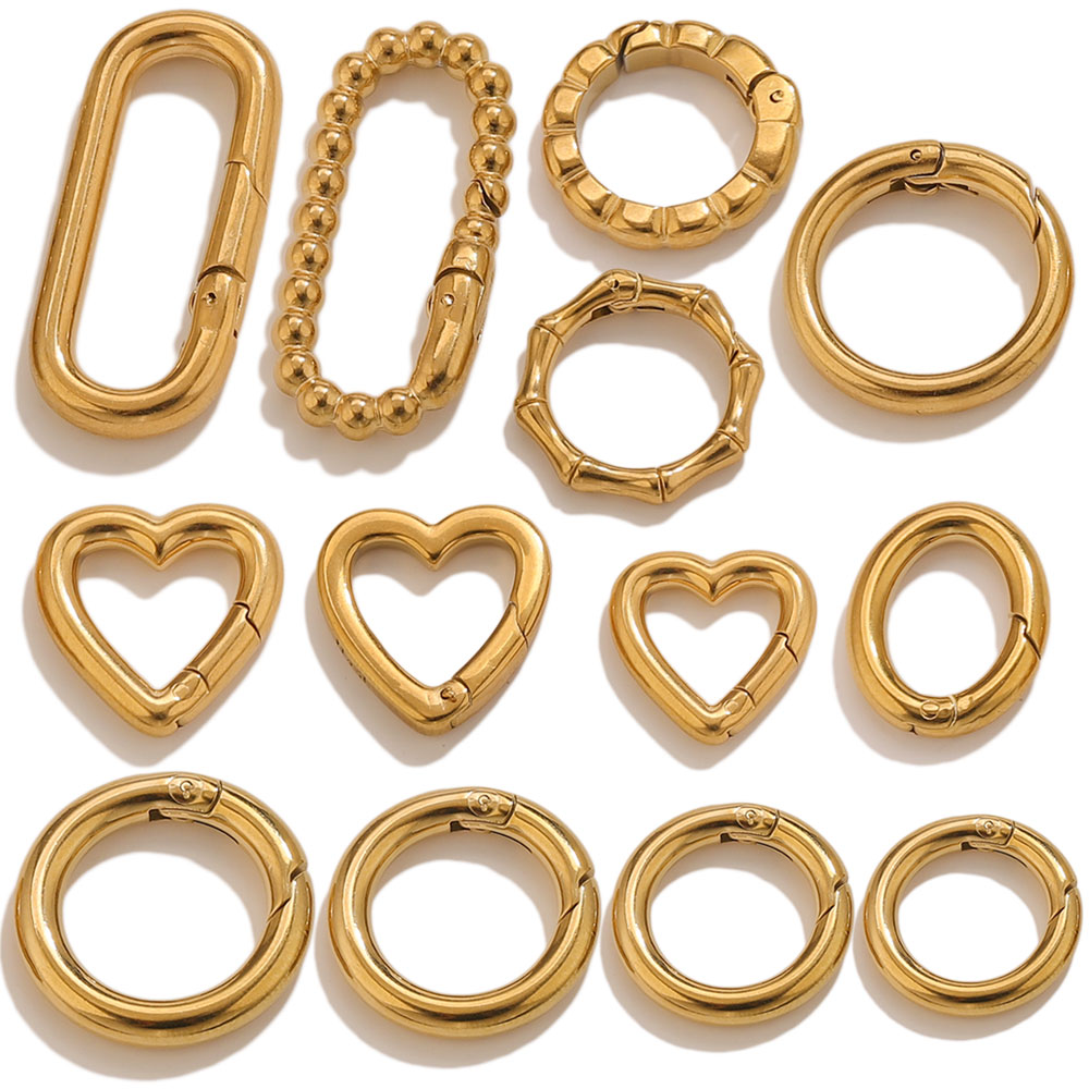 Circle Hook Set - 2pcs Stainless Steel Round Heart Spring