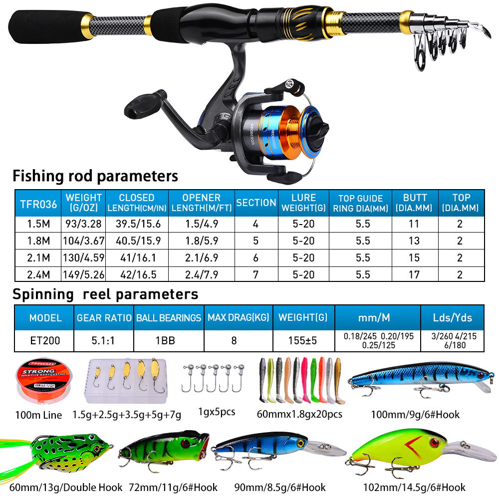 PROBEROS 1.5m-2.4m Fishing Rod - Fishing Equipment Online 评论和价格