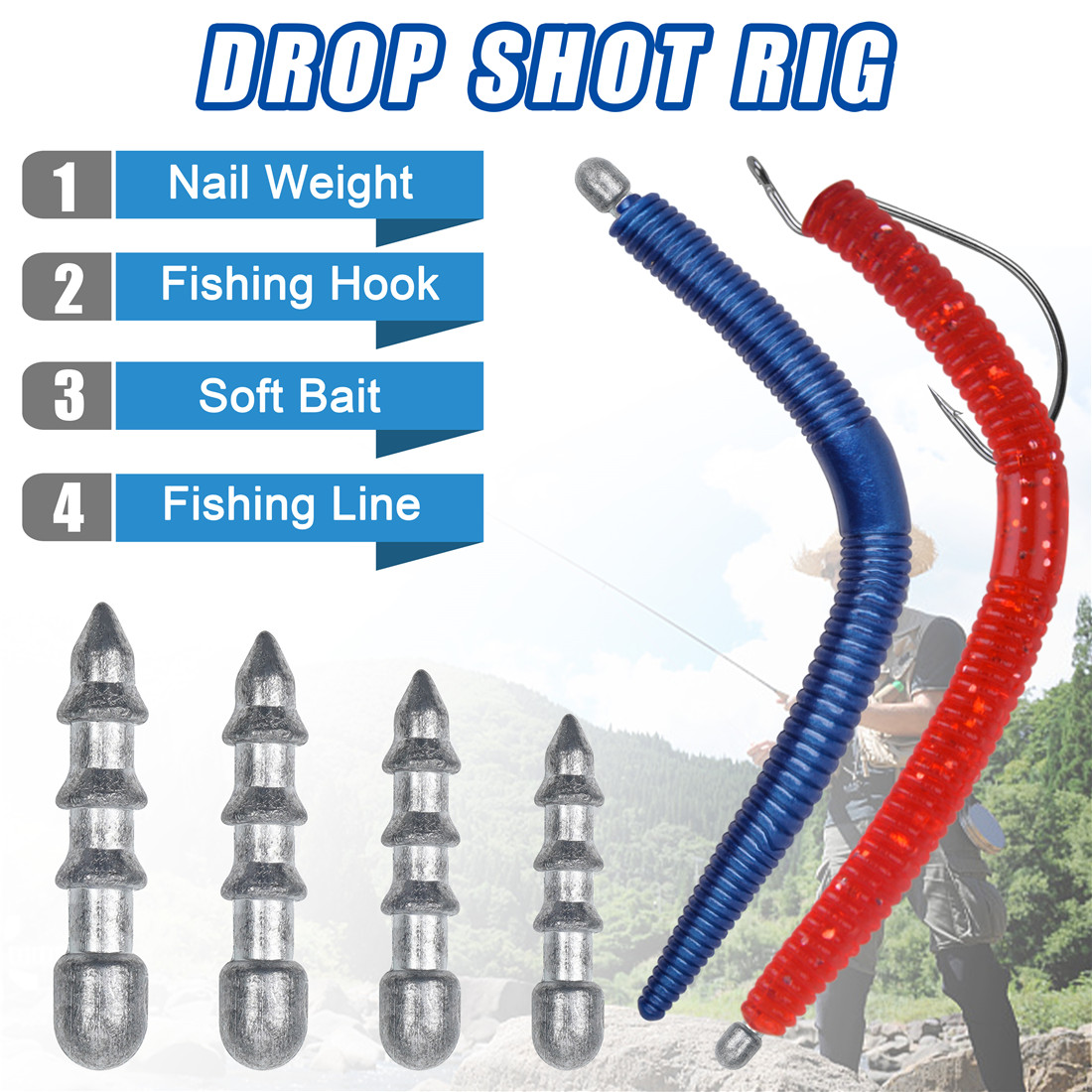 60PCS Nail weights Worm Fishin - Bass Fishing Lure 评论和价格