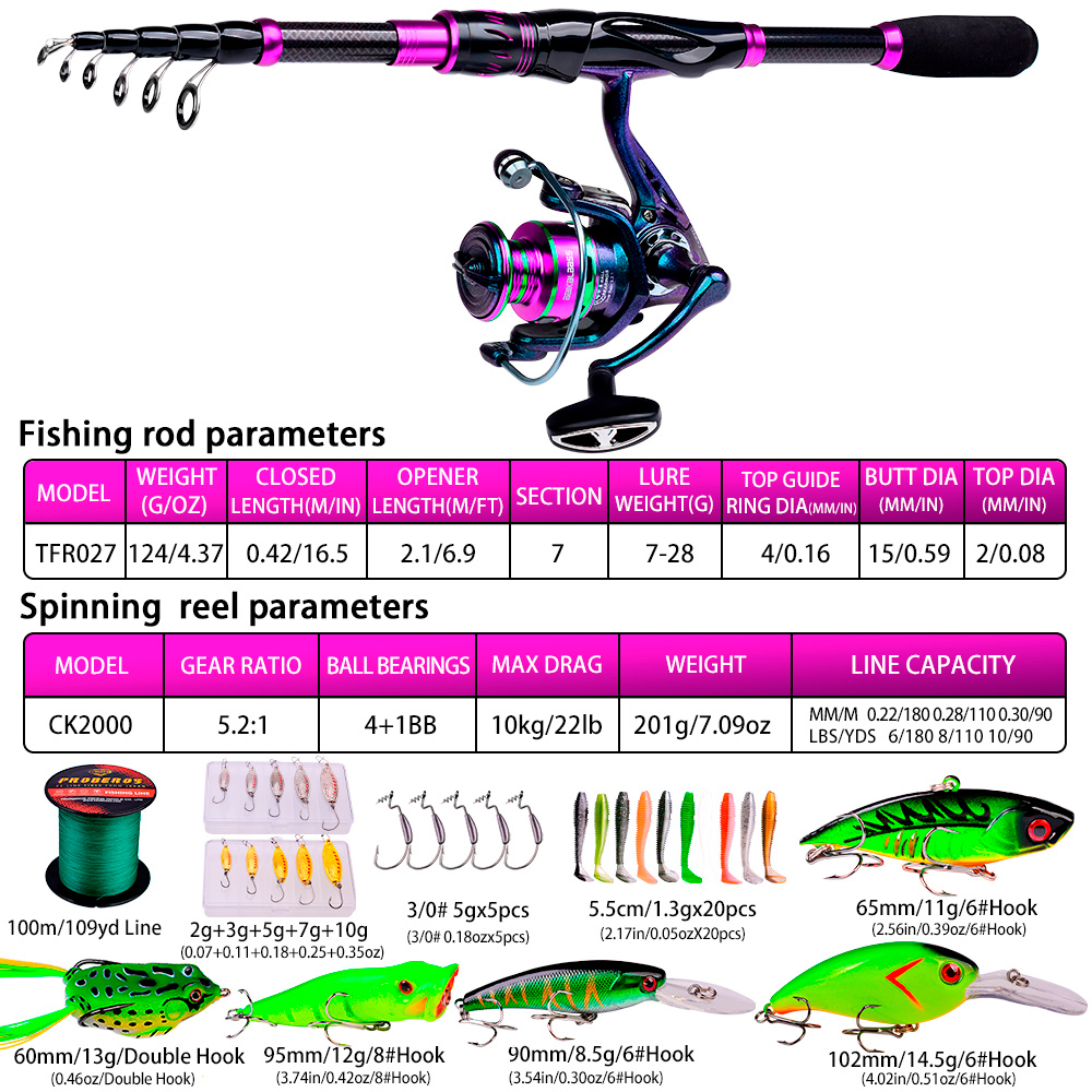 PROBEROS 2.1m Baitcasting/Spin - Fishing Equipment Online 评论和价格